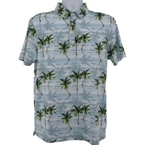 Yatta Golf Polo Mens S Tropical Palm Tree Blue Performance Resort Golf Shirt